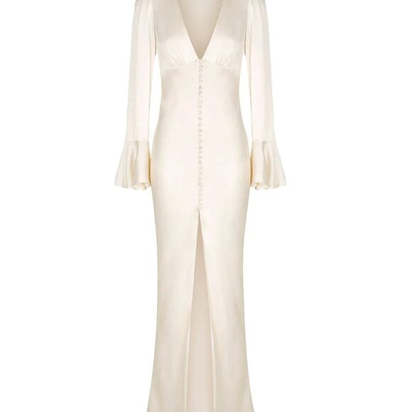 NEW Shona Joy La Lune Frill Cuff Bias Midi Dress - Picture 2 of 10